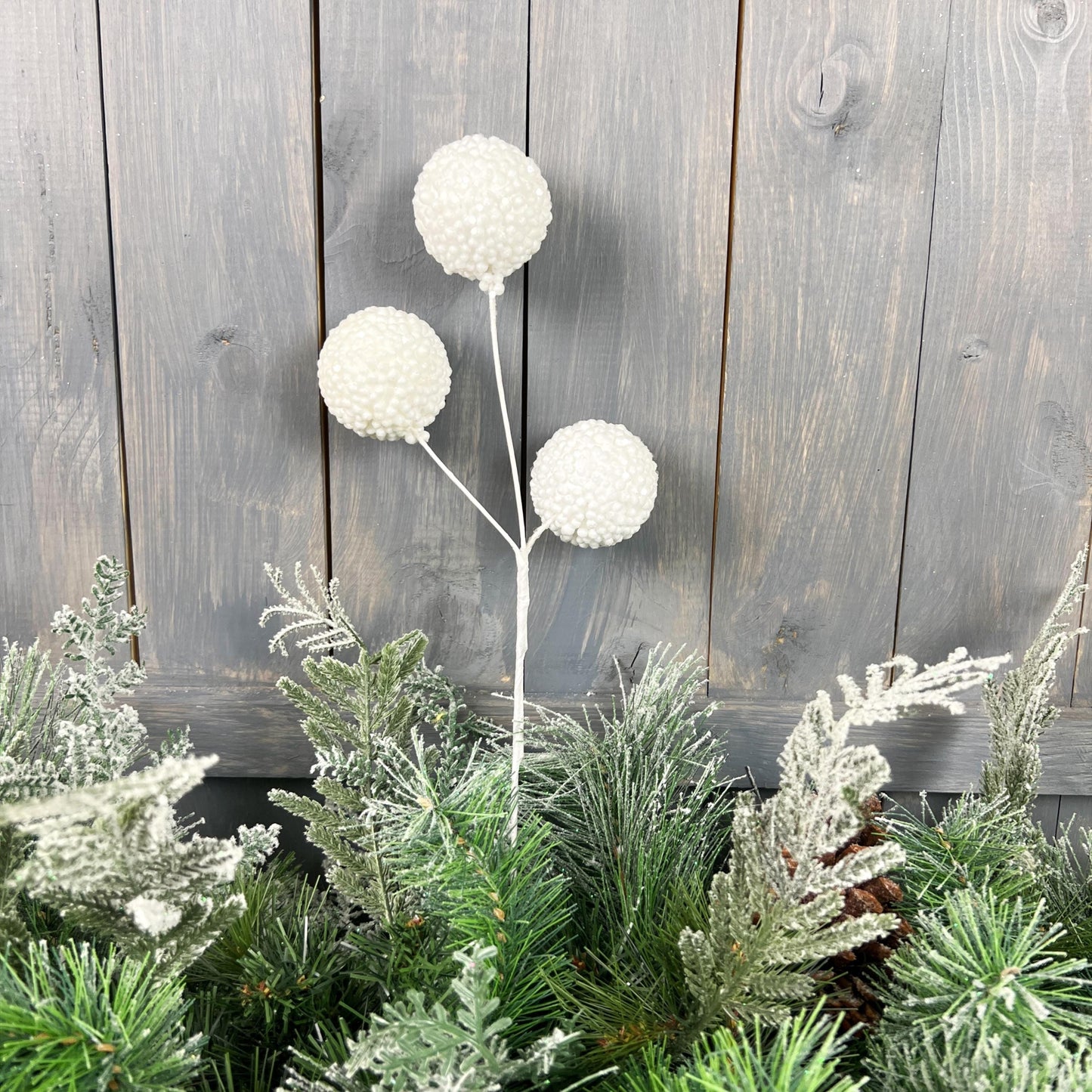 White Glitter Ball Spray x3 - Luminous Holiday Floral Spray & All-Occasion Decor