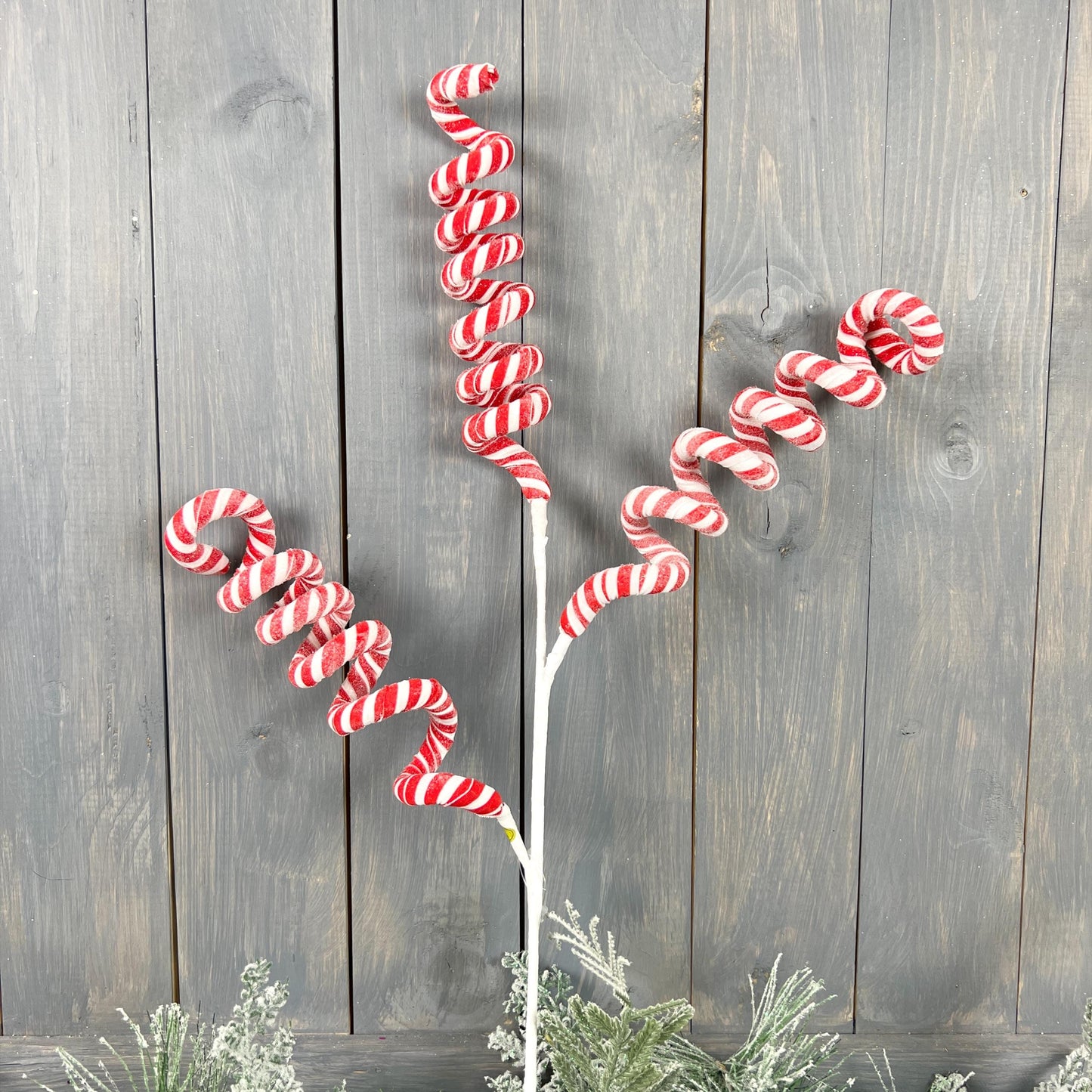 25" Swirl Candy Cane Spray, Peppermint Curly Spray, Peppermint Swirl Floral Stem, Candy Cane Floral Spray, Christmas Floral Stem,