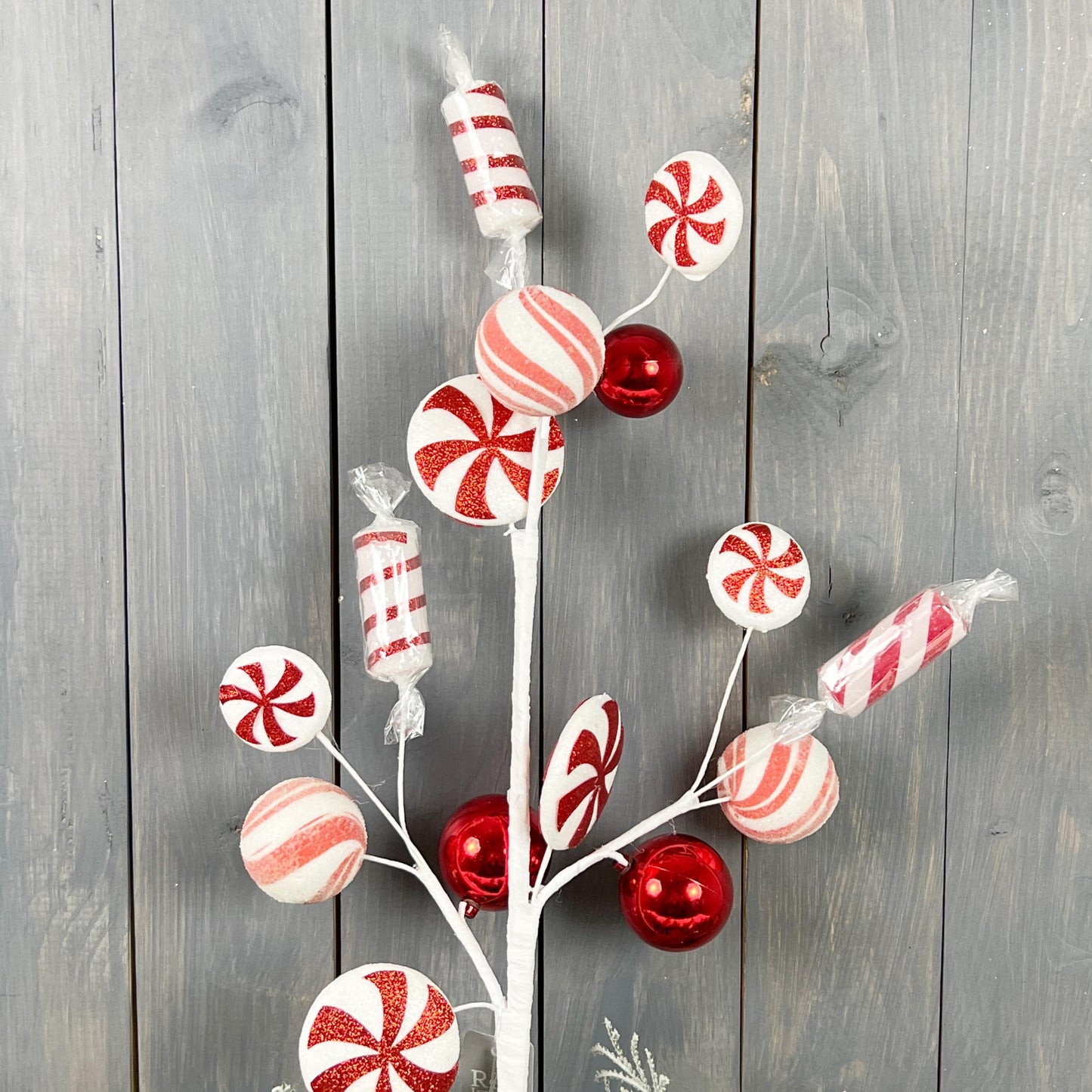 28" Peppermint Candy Spray, Peppermint Candy Pick, Red and White Candy Pick, Christmas Candy Pick, Holiday Candy Pick