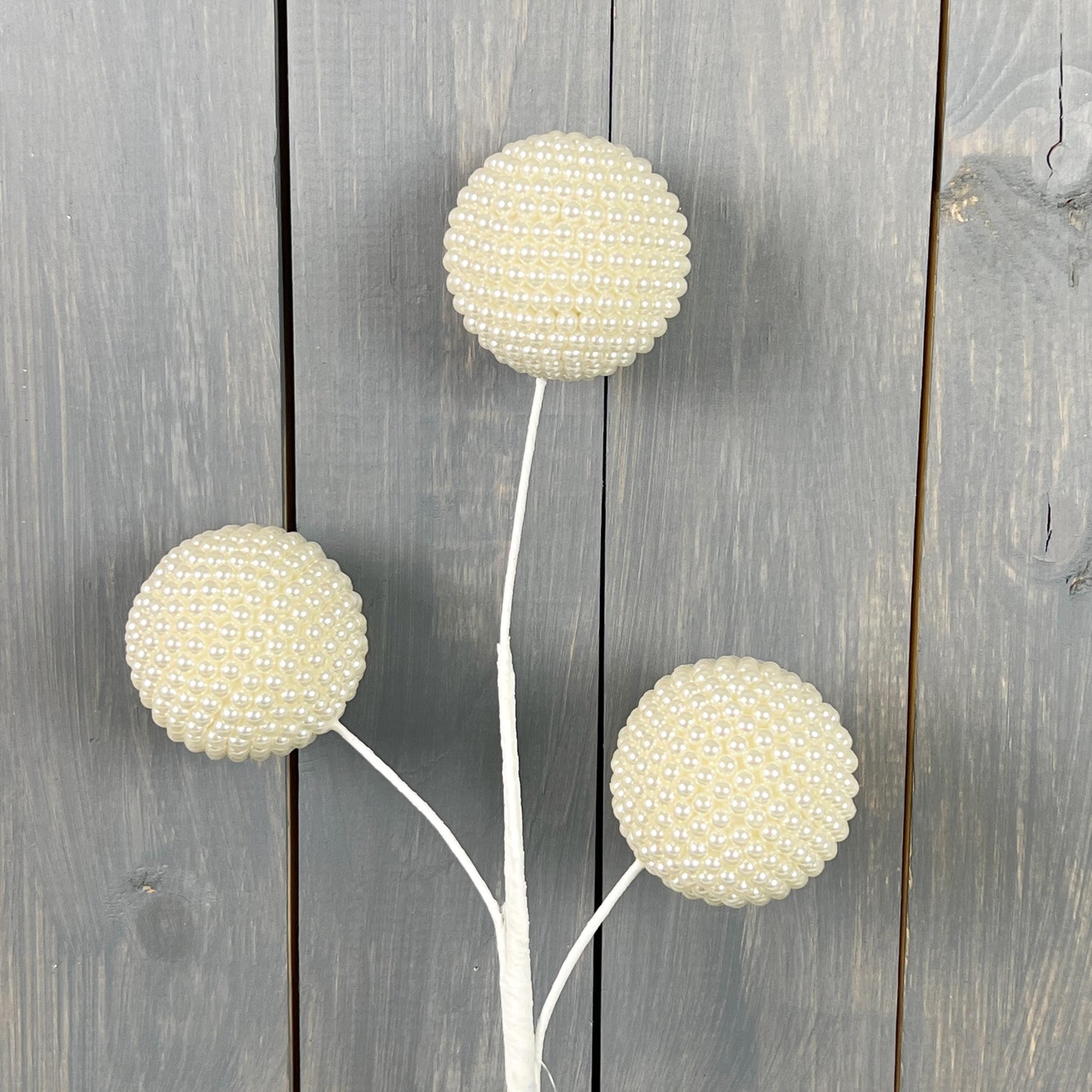 22" Elegant Pearl Ball Spray - Jeweled Floral Picks for Winter Holiday and Wedding Decor
