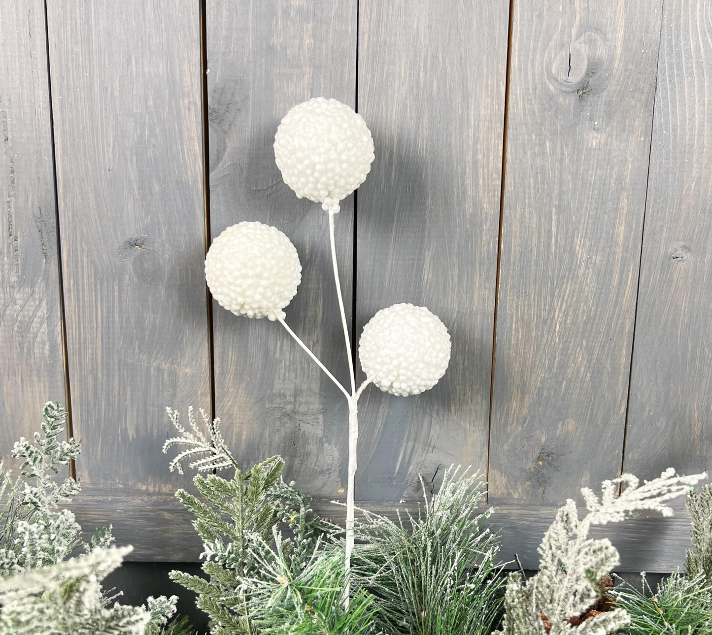 White Glitter Ball Spray x3 - Luminous Holiday Floral Spray & All-Occasion Decor