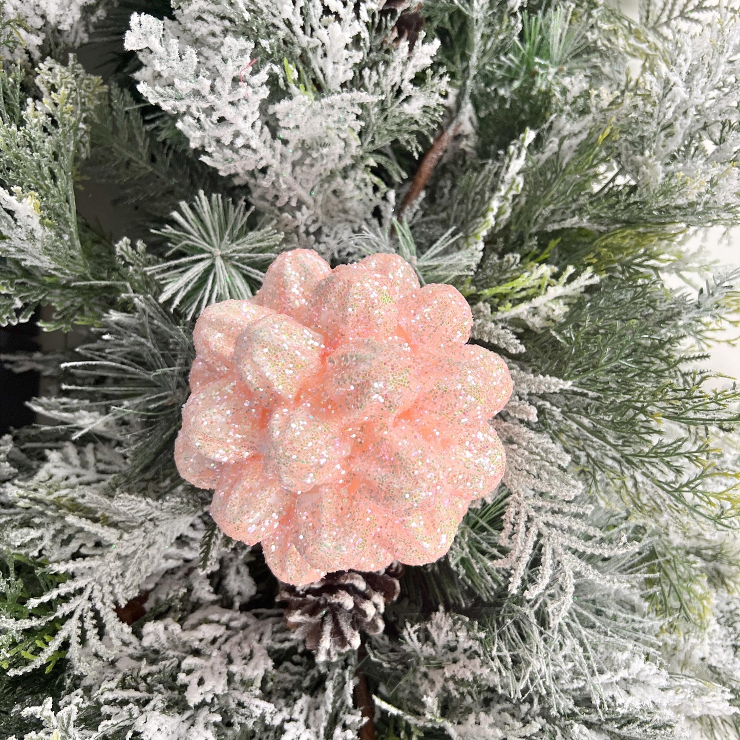 5.5" Elegant Pink Glittered Snowflake Ball Ornament - Luxury Holiday Home Decor
