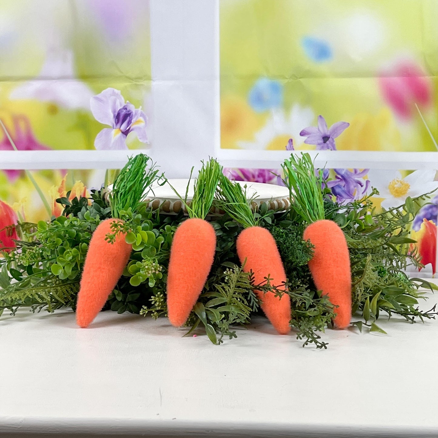 Set of 4- Flocked Carrots, Easter Carrot Decor, Farmhouse Spring Display, Tiered Tray Accent, Bunny Carrots, Wreath Embellishment