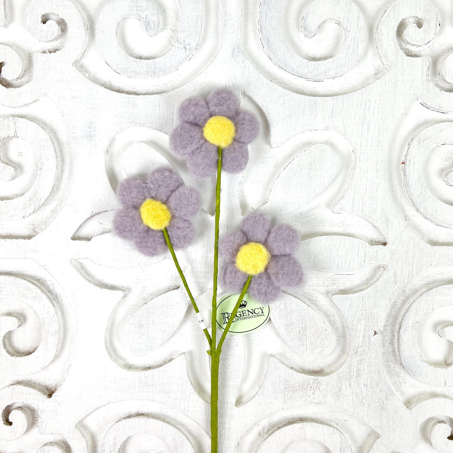 11" Easter Pompom Blossom Spray – Soft Pastel Floral Pick, Spring Décor, Whimsical Felt Flowers, Farmhouse Easter