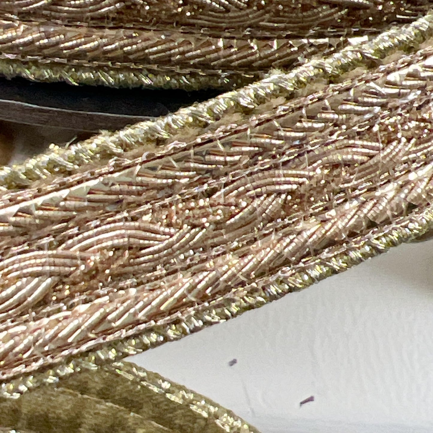 D Stevens Metallic Gold Braid Ribbon, Gold Trim Ribbon, Neutral Designer Ribbon, Textured Craft Ribbon, Luxe Wedding and Floral Ribbon