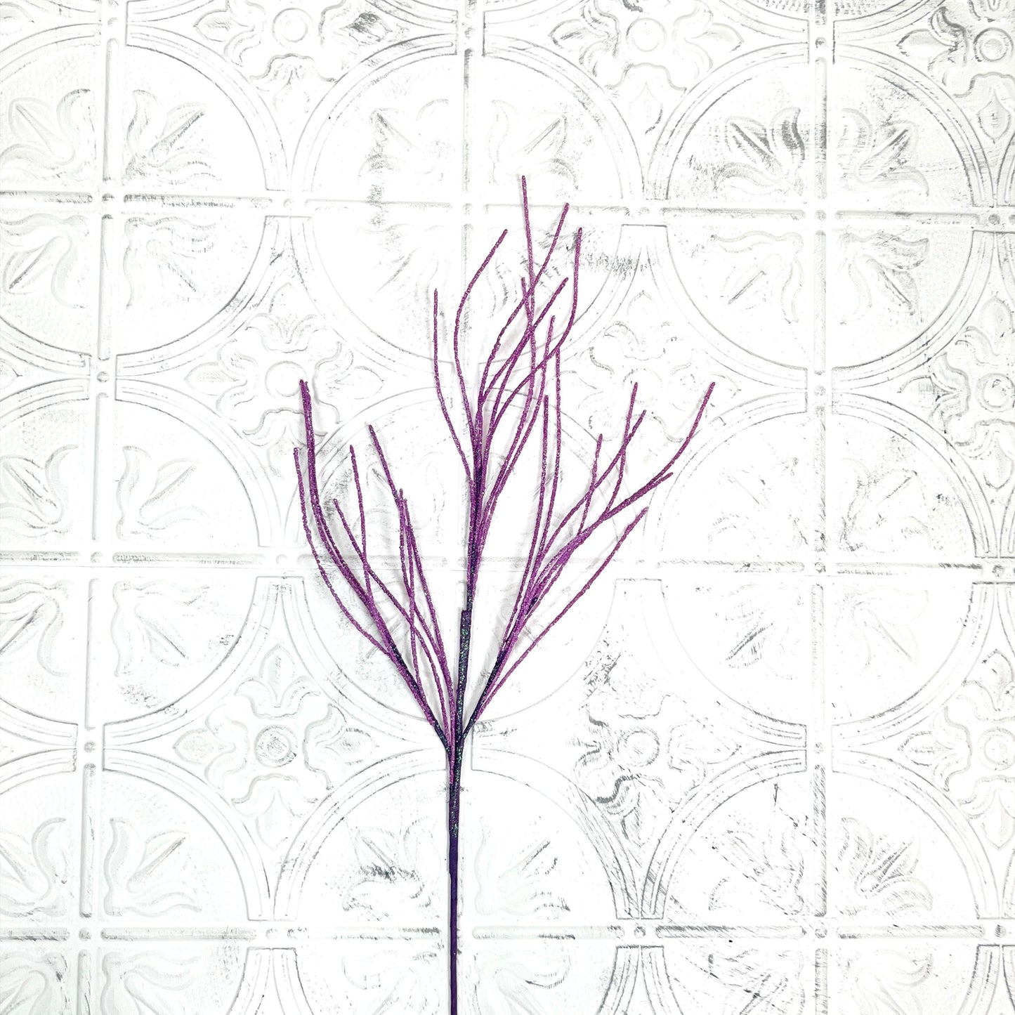30" Purple Glitter Twig Spray | Halloween Wreath Accent | Sparkle Branch Pick | Fall Floral Stem | Glitter Twig Decor | Witchy Arrangement