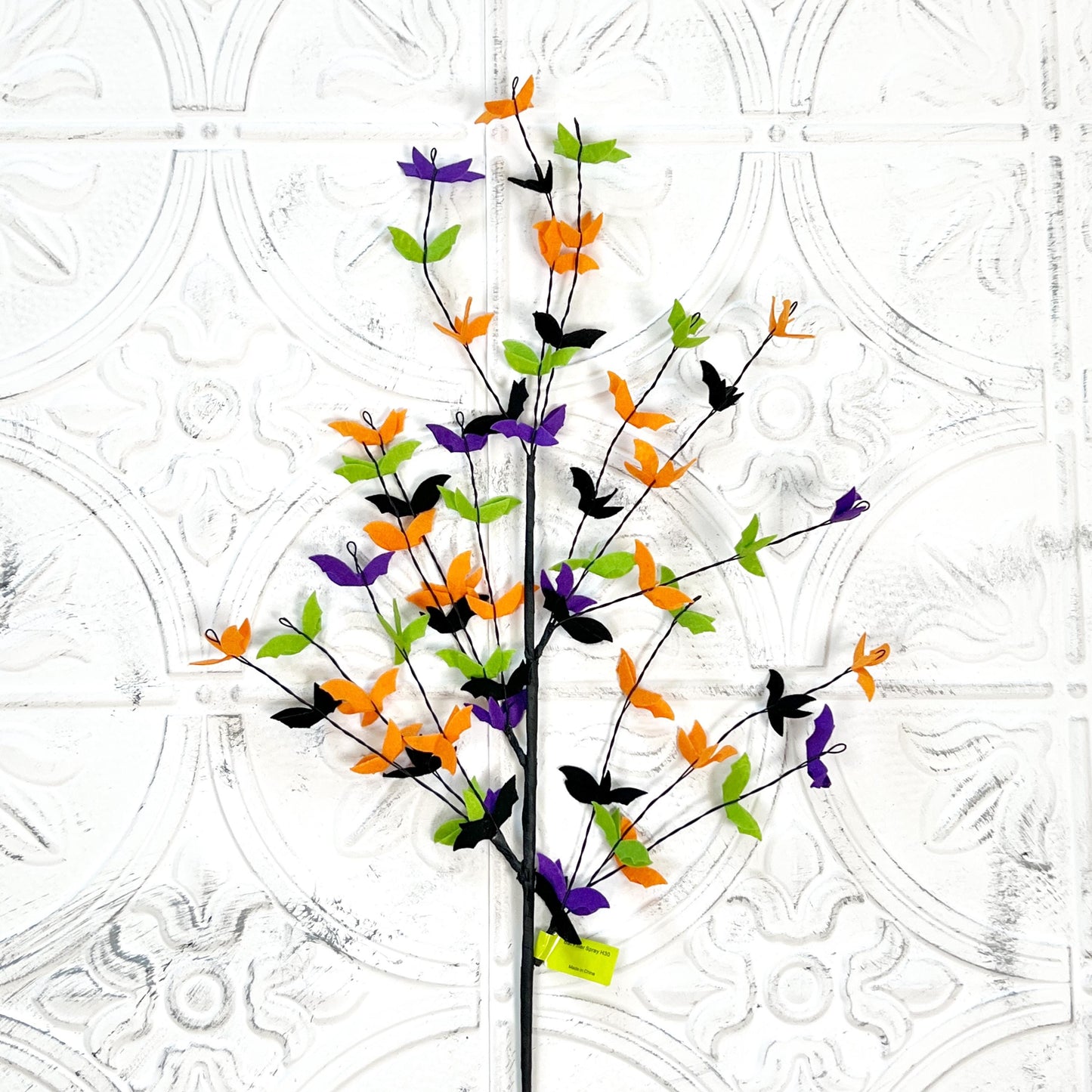 30 Inch Halloween Bat Filler Spray | Pink Magenta or Black Orange | Bat Wreath Pick | Spooky Floral Stem | Halloween Wreath Supply