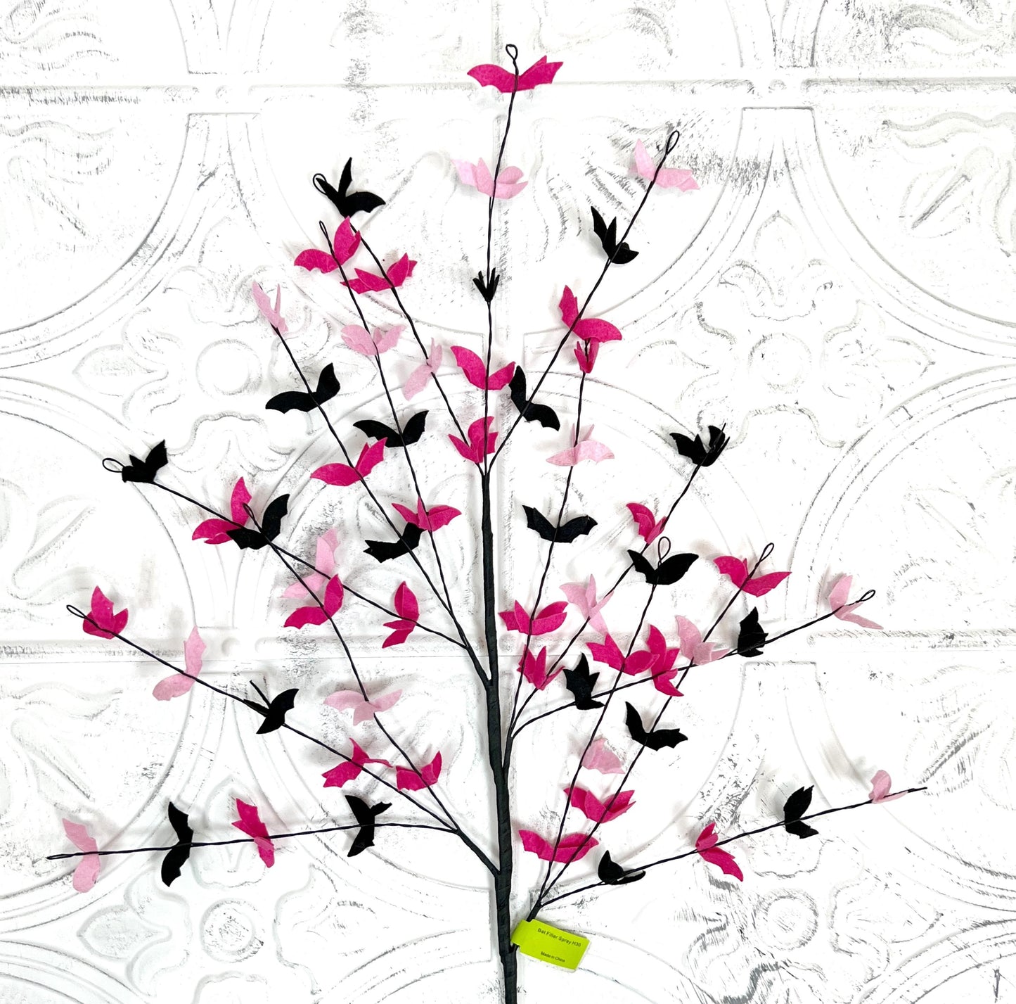 30 Inch Halloween Bat Filler Spray | Pink Magenta or Black Orange | Bat Wreath Pick | Spooky Floral Stem | Halloween Wreath Supply