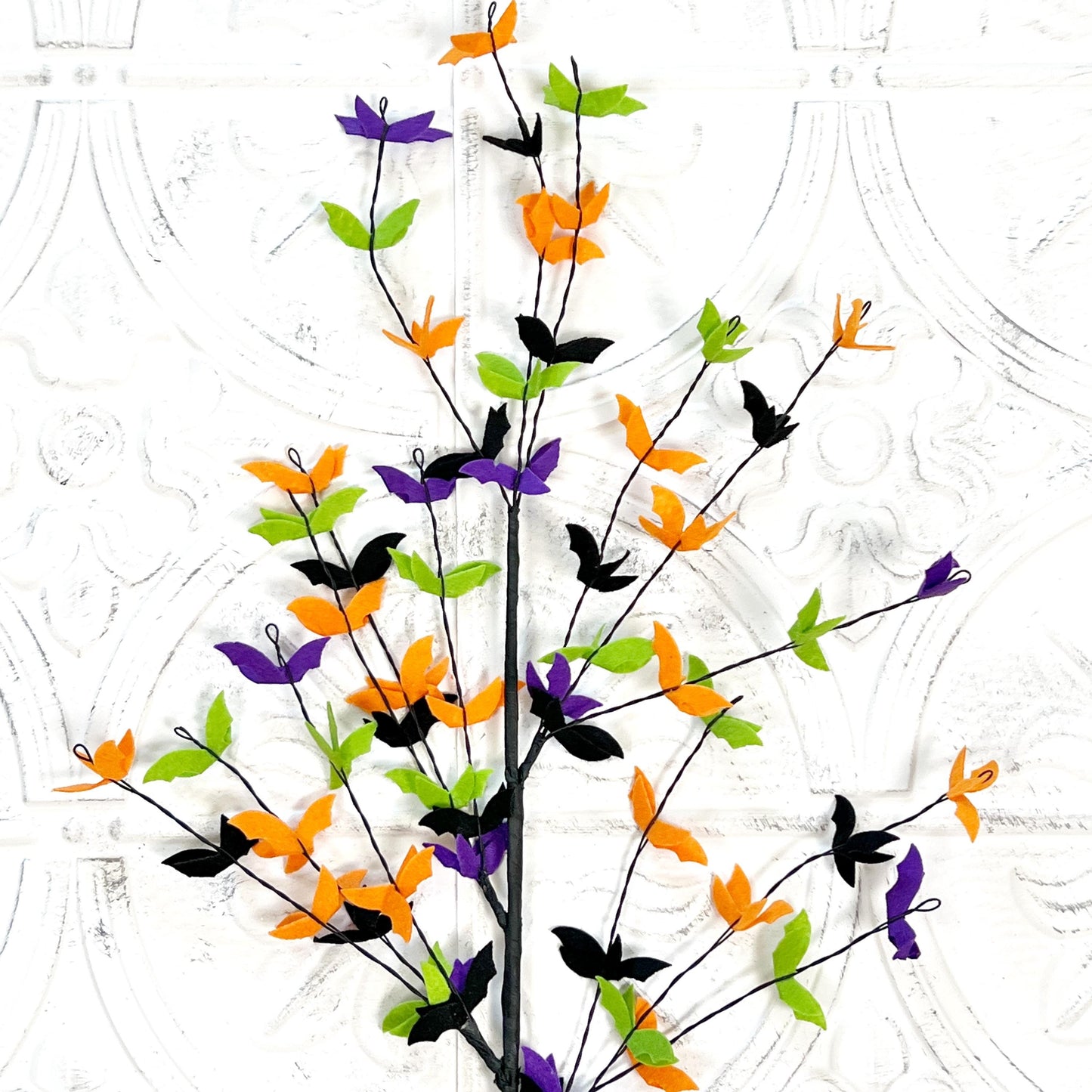 30 Inch Halloween Bat Filler Spray | Pink Magenta or Black Orange | Bat Wreath Pick | Spooky Floral Stem | Halloween Wreath Supply