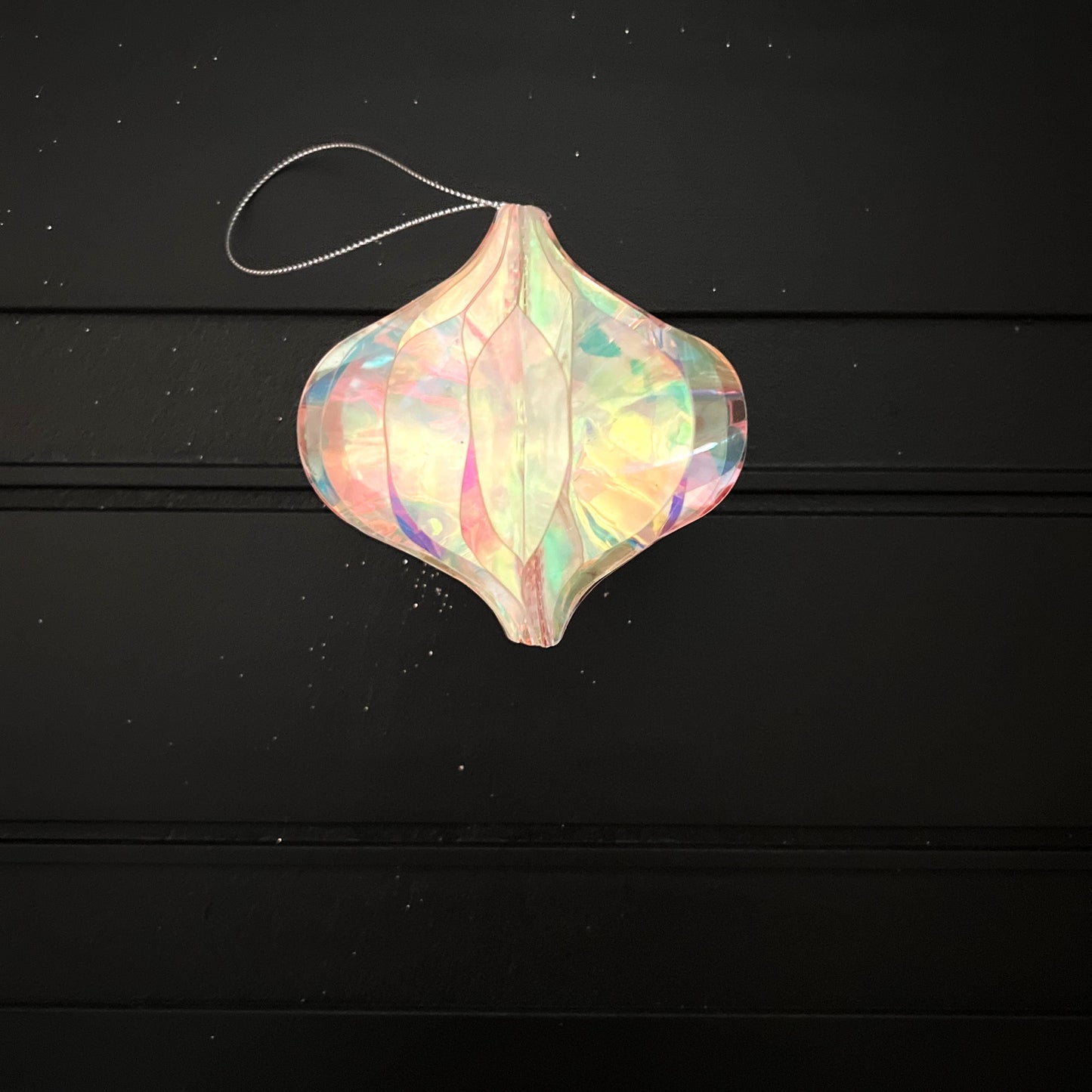 4" Iridescent Finial Ornament, Holographic Christmas Ornament, Jeweled Tree Ornament, Box of 4 Ornaments, Pastel Holiday Decor