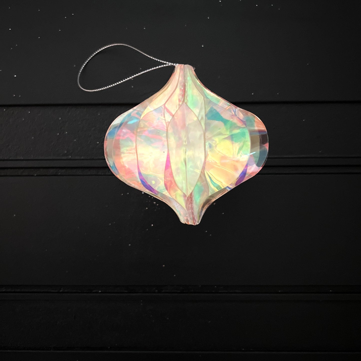 4" Iridescent Finial Ornament, Holographic Christmas Ornament, Jeweled Tree Ornament, Box of 4 Ornaments, Pastel Holiday Decor