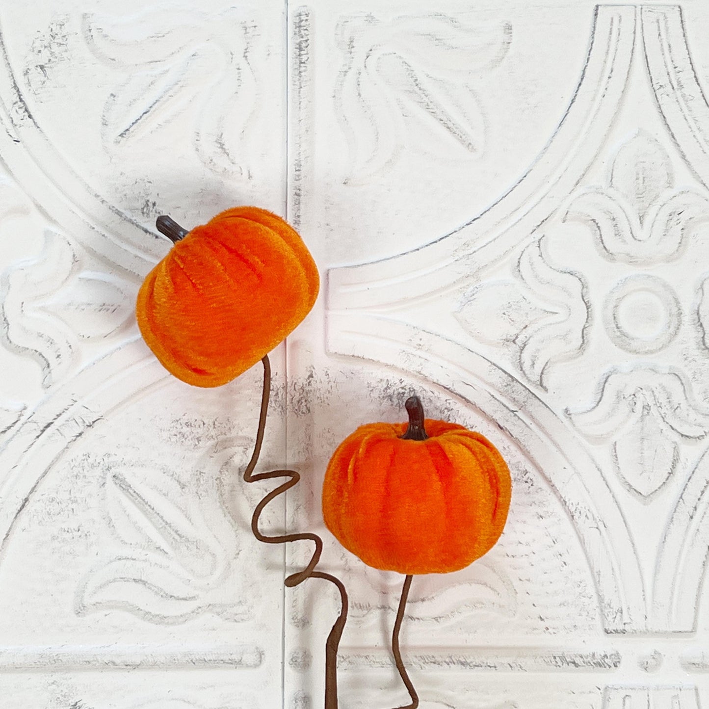 22" Velvet Pumpkin Spray | Orange or Pink | Elegant Fall Wreath Pick | Soft Velvet Halloween Stem | Autumn Floral Decor Accent