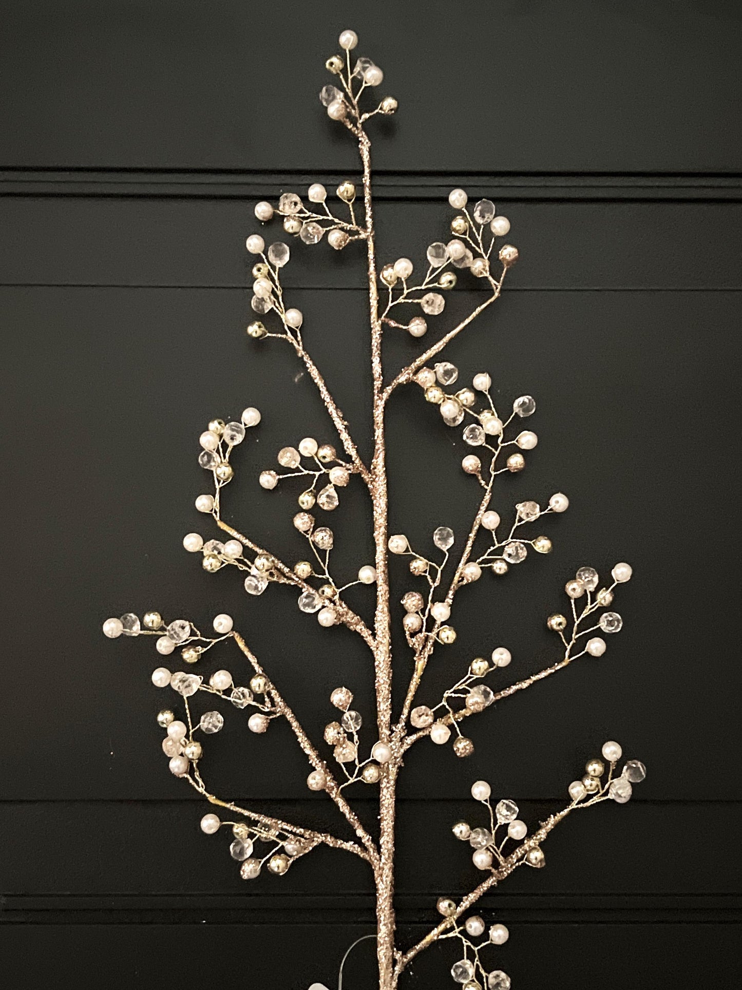 Gold Pearl and Jewel Spray – Glittered Christmas Wreath Accent, Holiday Tree Topper, Floral Pick for DIY Centerpieces & Wedding Decor