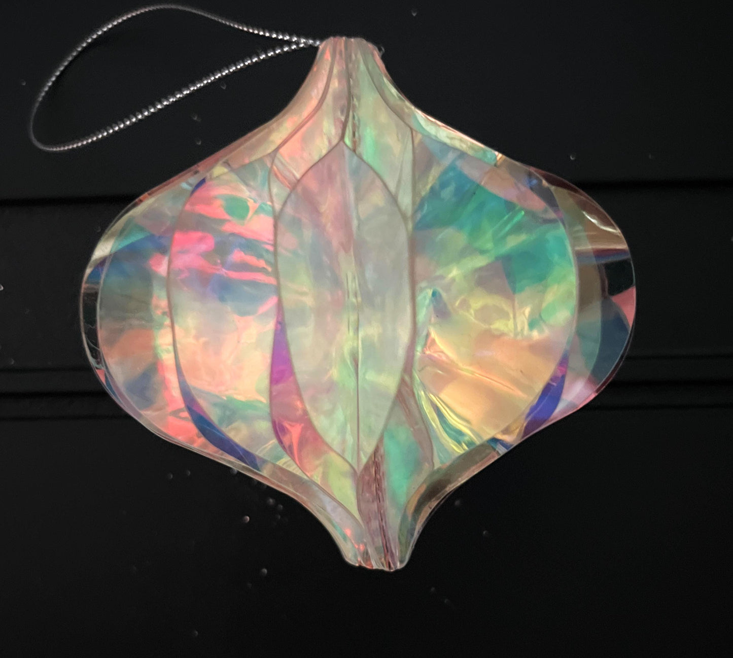 4" Iridescent Finial Ornament, Holographic Christmas Ornament, Jeweled Tree Ornament, Box of 4 Ornaments, Pastel Holiday Decor