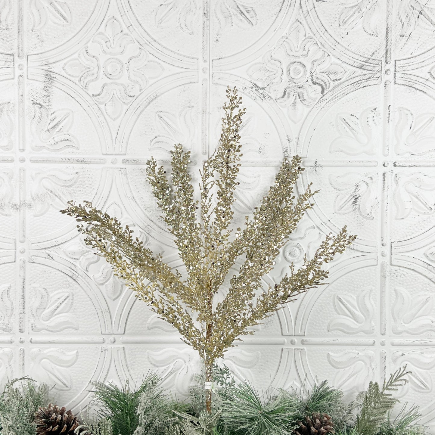 Glittered Artemesia Bush, Jeweled Artemesia Bush, Platinum Christmas Floral, Sequined Floral, Holiday Wreath Supply, Winter Wedding Decor
