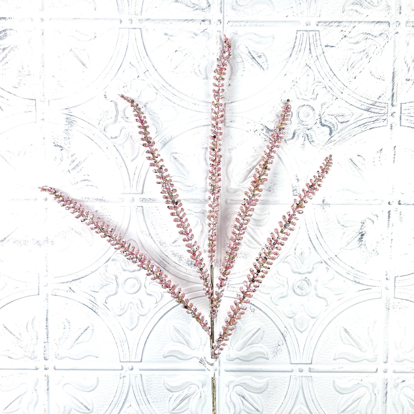 Glittered Fern Spray, Farrisilk Jeweled Fern Stem, Holiday Tree Filler, Christmas Glitter Pick, Glittered Floral Stem, Wreath Supplies
