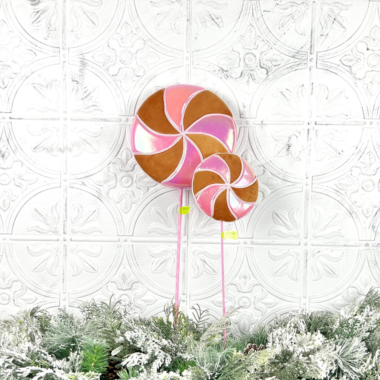 Pink Gingerbread Lollipop Stem, Holiday Candy Stem, Gingerbread Tree Decor, Wreath Attachment, Christmas Floral Accent