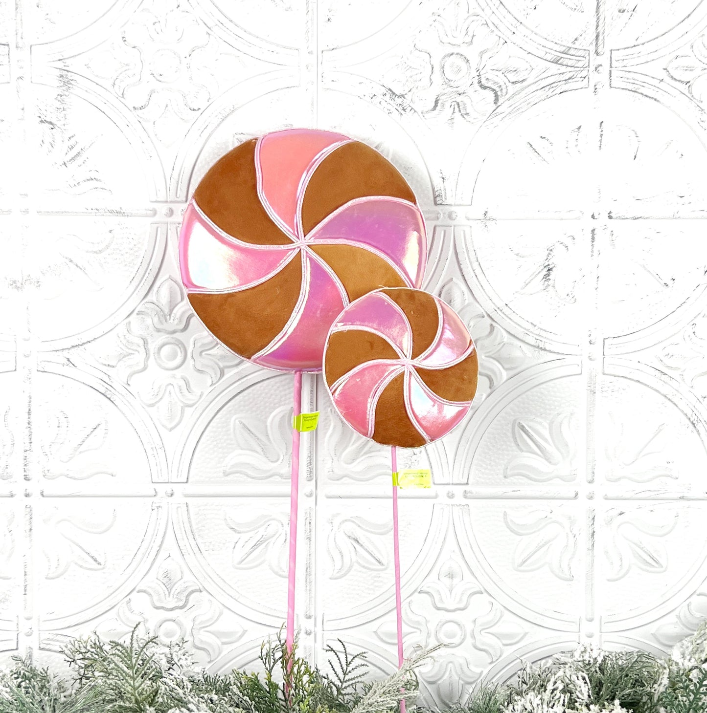 Pink Gingerbread Lollipop Stem, Holiday Candy Stem, Gingerbread Tree Decor, Wreath Attachment, Christmas Floral Accent