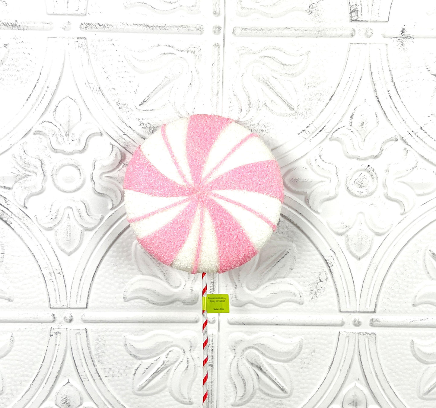 Light Pink Peppermint Lollipop Stem, Candy Christmas Decor, Gingerbread Tree Accent, Wreath Attachment, Holiday Peppermint Stem