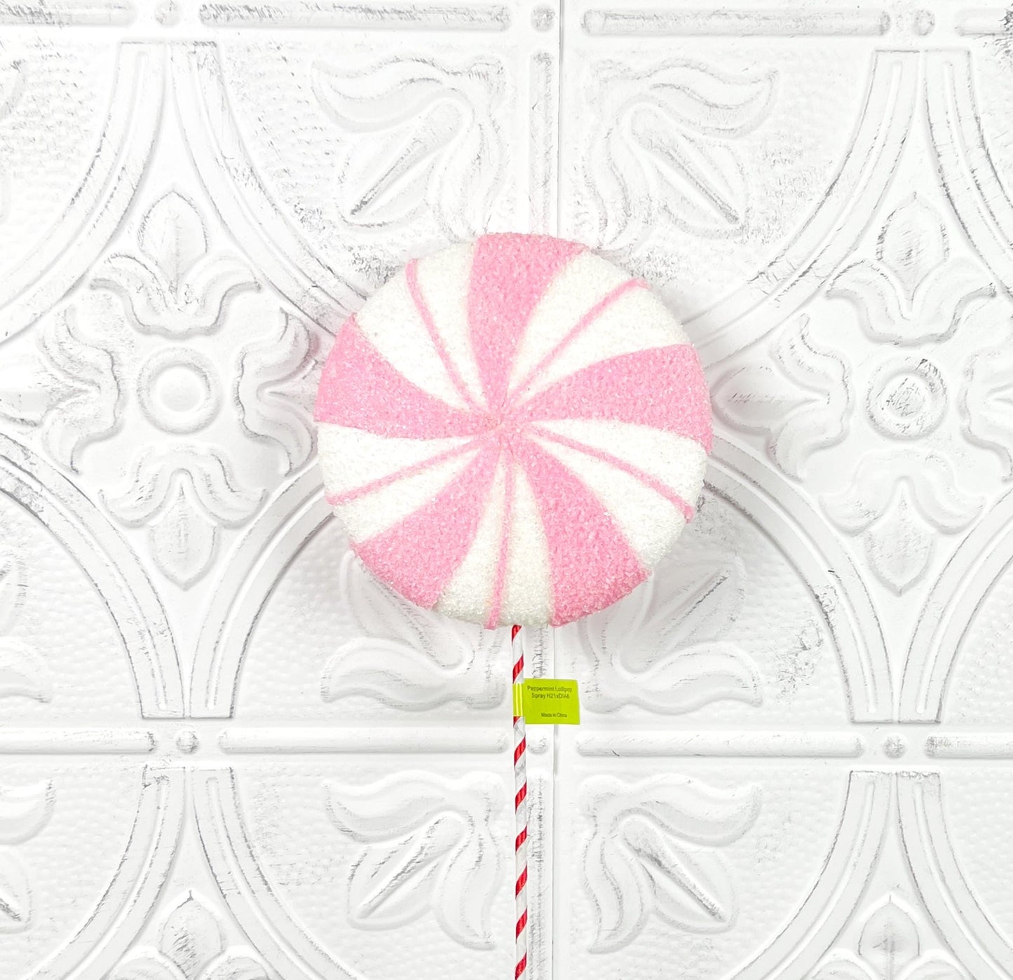 Light Pink Peppermint Lollipop Stem, Candy Christmas Decor, Gingerbread Tree Accent, Wreath Attachment, Holiday Peppermint Stem