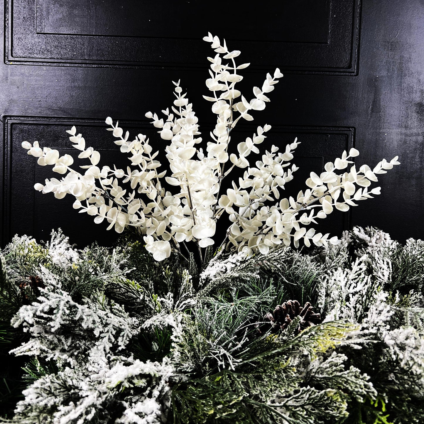 White Eucalyptus Bush, Faux Eucalyptus Stem, Holiday Greenery Pick, Winter Wedding Florals, Elegant Wreath Greenery