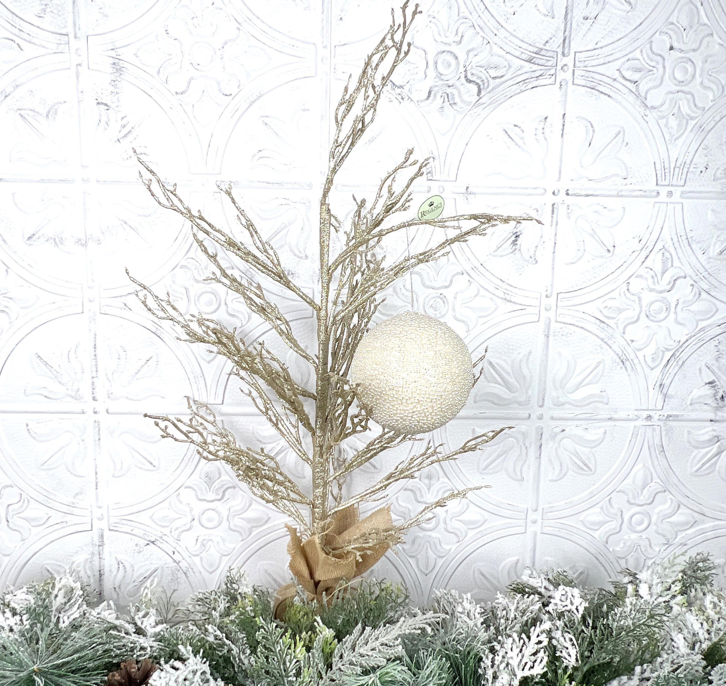 Pearl Glitter Ornament, Jeweled Ornament, Ivory Holiday Ball, Elegant Tree Ornament, Winter Wedding Decor, Luxury Christmas Bauble
