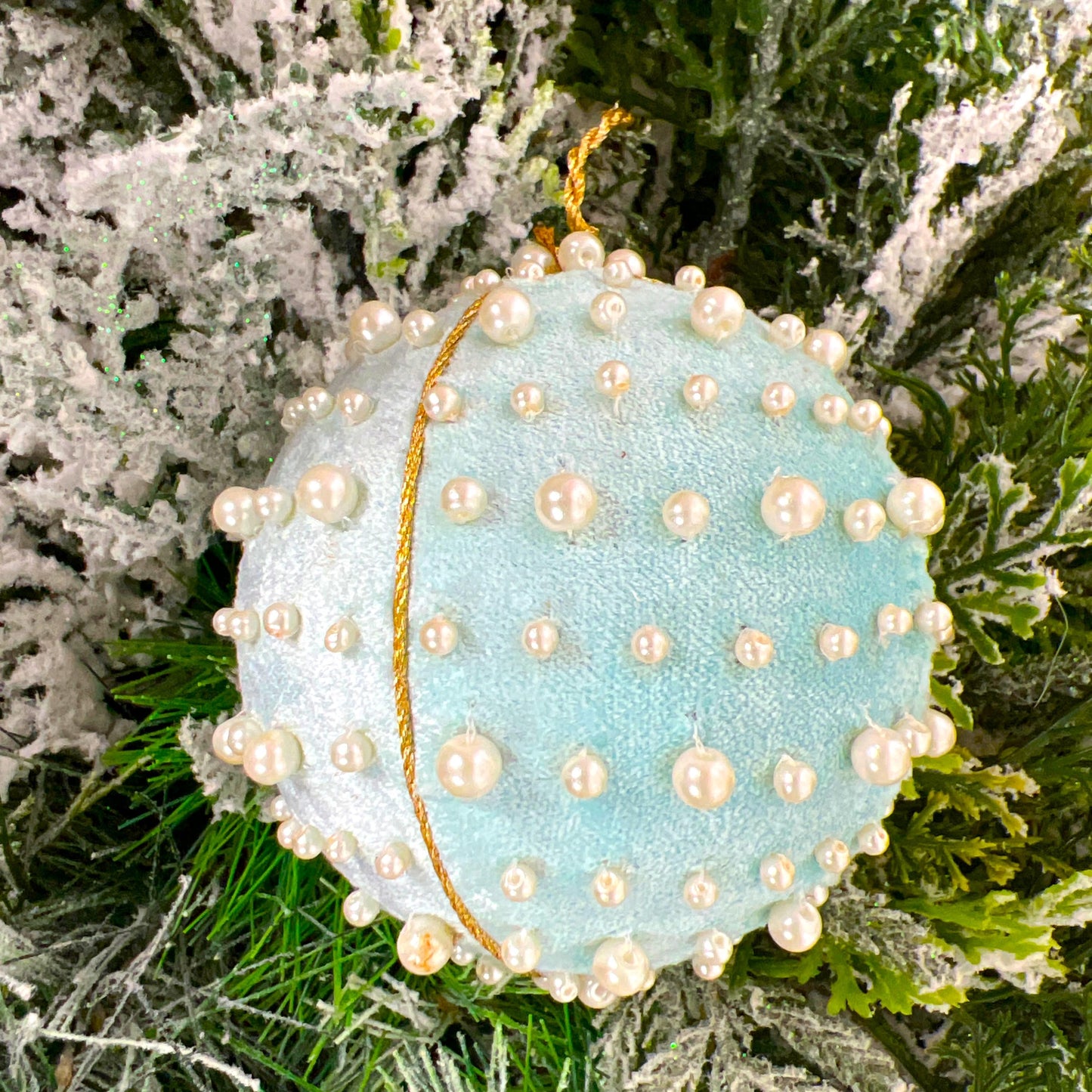 Velvet Pearl Ball Ornament, Mint Pink Blue Christmas Bauble, Velvet Jeweled Ornament, Shatterproof Holiday Decor, Elegant Wedding Ornament