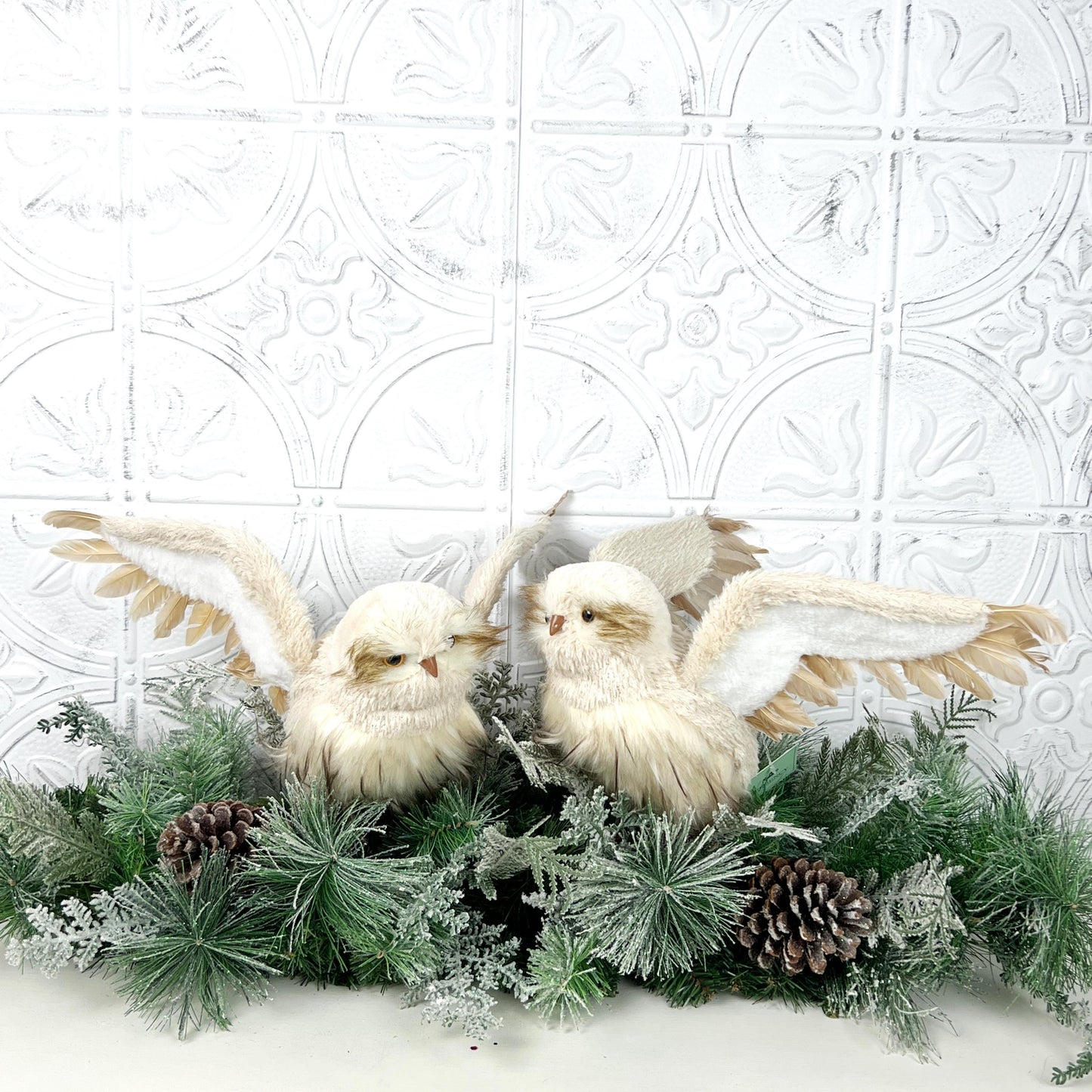 Flying Snow Owl Ornament, White Winter Owl Decor, Realistic Owl Tree Topper, Christmas Owl Decoration, Luxury Woodland Decor