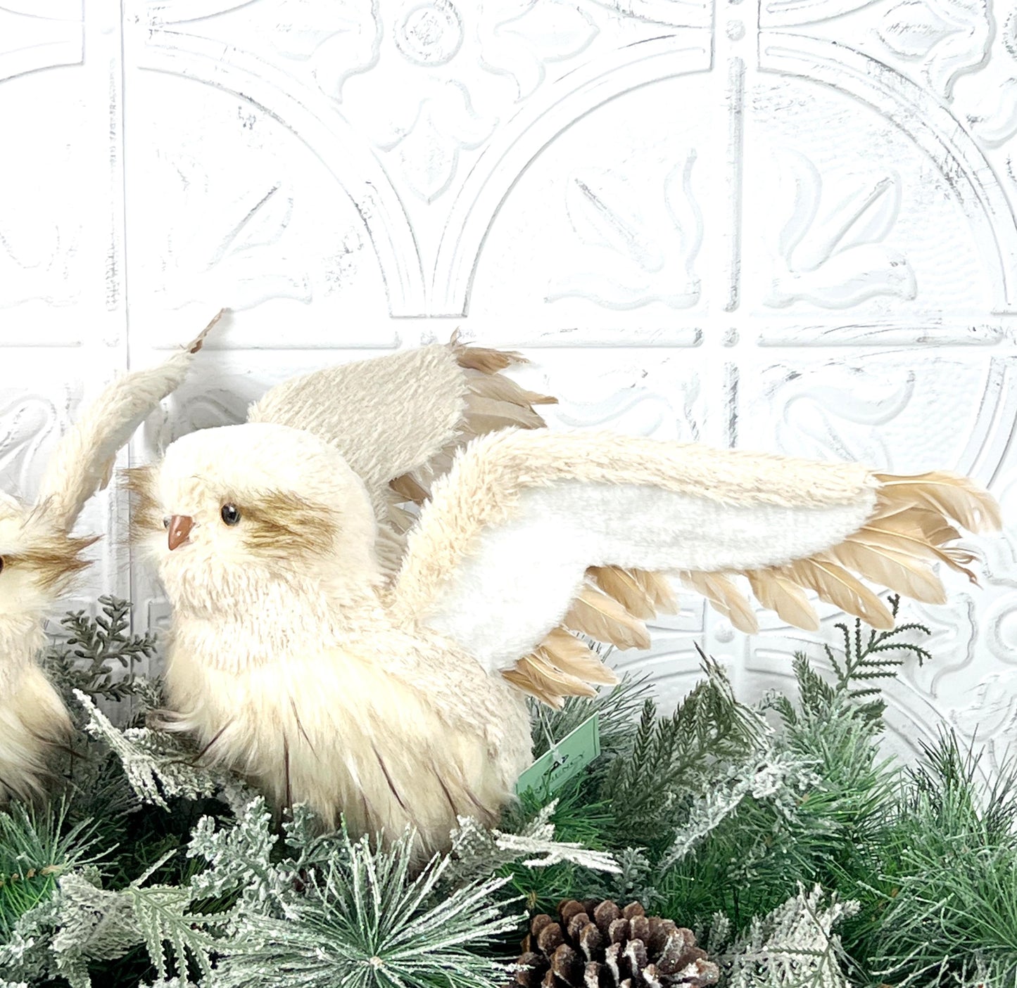 Flying Snow Owl Ornament, White Winter Owl Decor, Realistic Owl Tree Topper, Christmas Owl Decoration, Luxury Woodland Decor