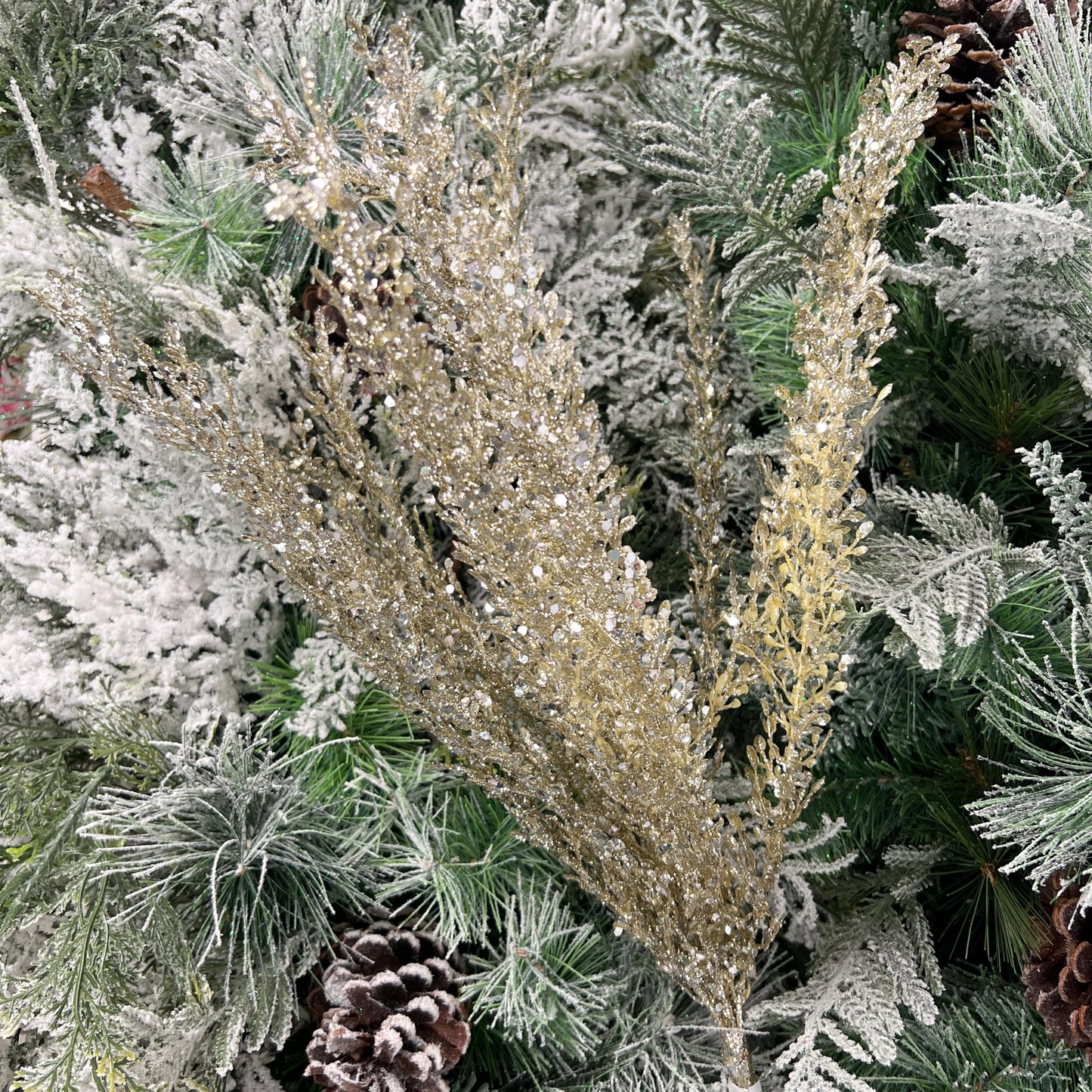 Glittered Artemesia Bush, Jeweled Artemesia Bush, Platinum Christmas Floral, Sequined Floral, Holiday Wreath Supply, Winter Wedding Decor