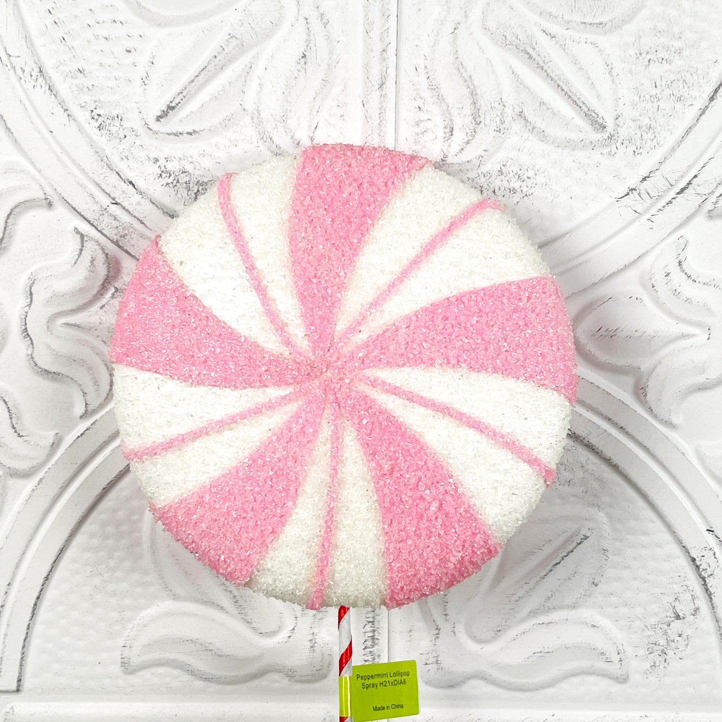 Light Pink Peppermint Lollipop Stem, Candy Christmas Decor, Gingerbread Tree Accent, Wreath Attachment, Holiday Peppermint Stem