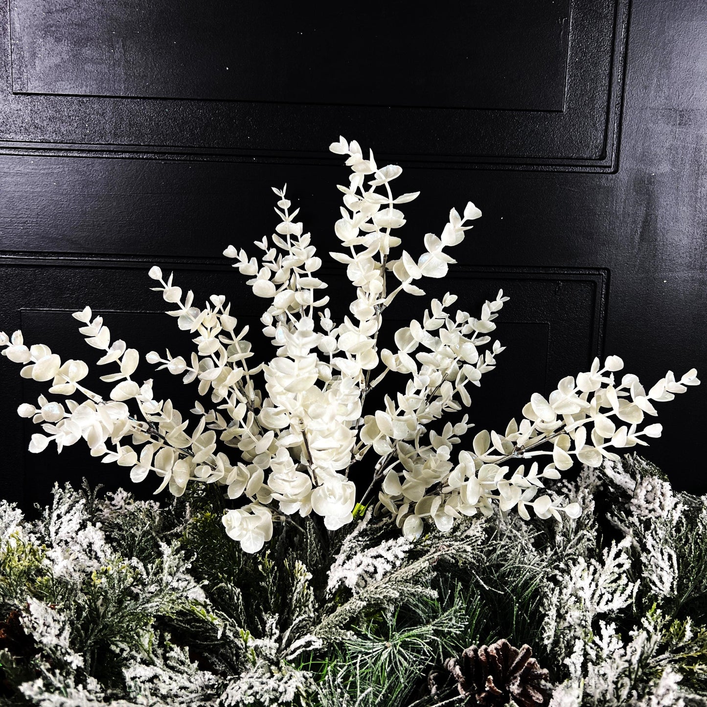 White Eucalyptus Bush, Faux Eucalyptus Stem, Holiday Greenery Pick, Winter Wedding Florals, Elegant Wreath Greenery