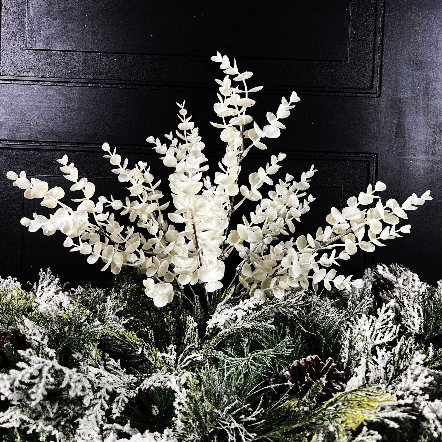 White Eucalyptus Bush, Faux Eucalyptus Stem, Holiday Greenery Pick, Winter Wedding Florals, Elegant Wreath Greenery