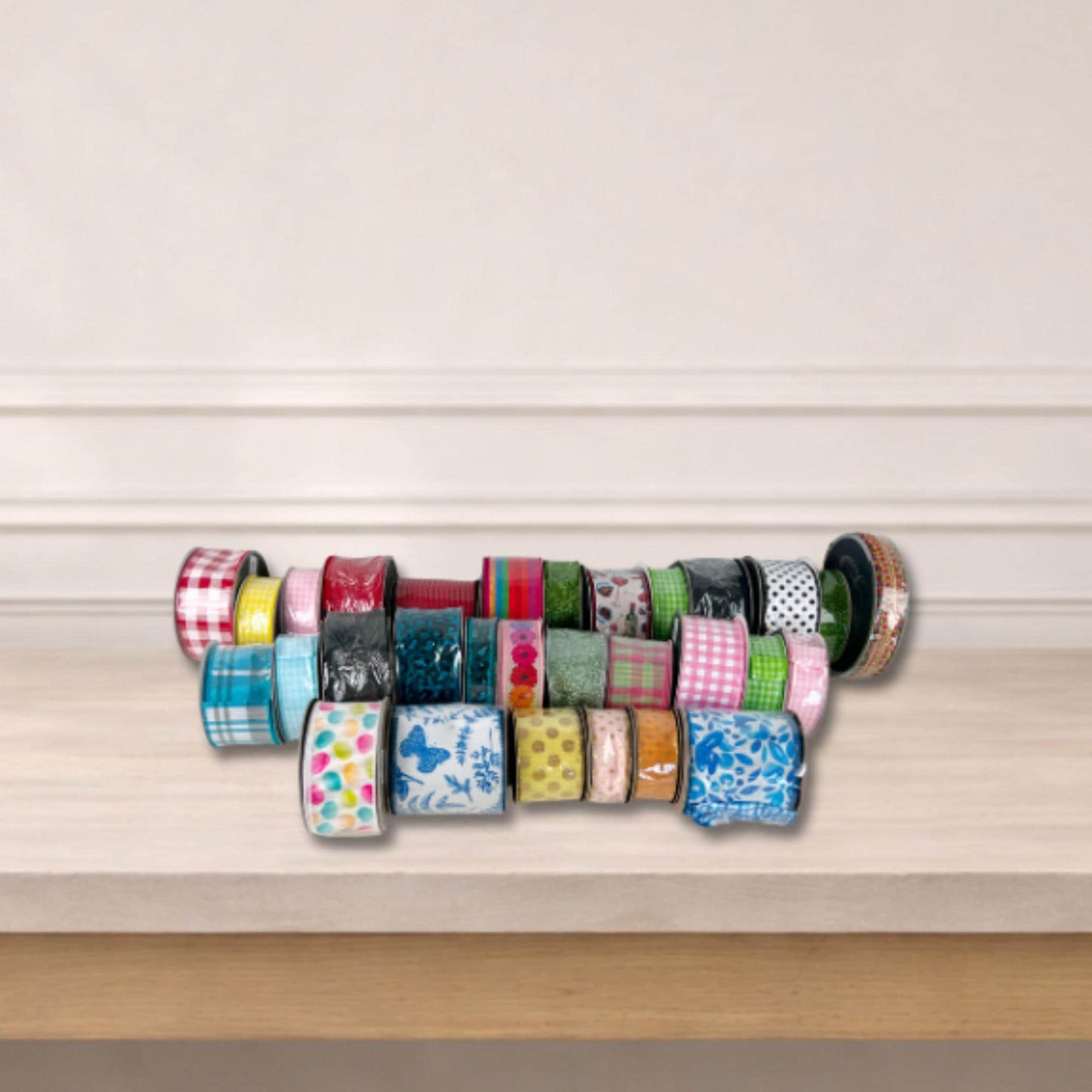 Spring Mystery Ribbon Box, Designer Wired Ribbon Collection, Surprise Ribbon Bundle for Wreath Makers and Designers
