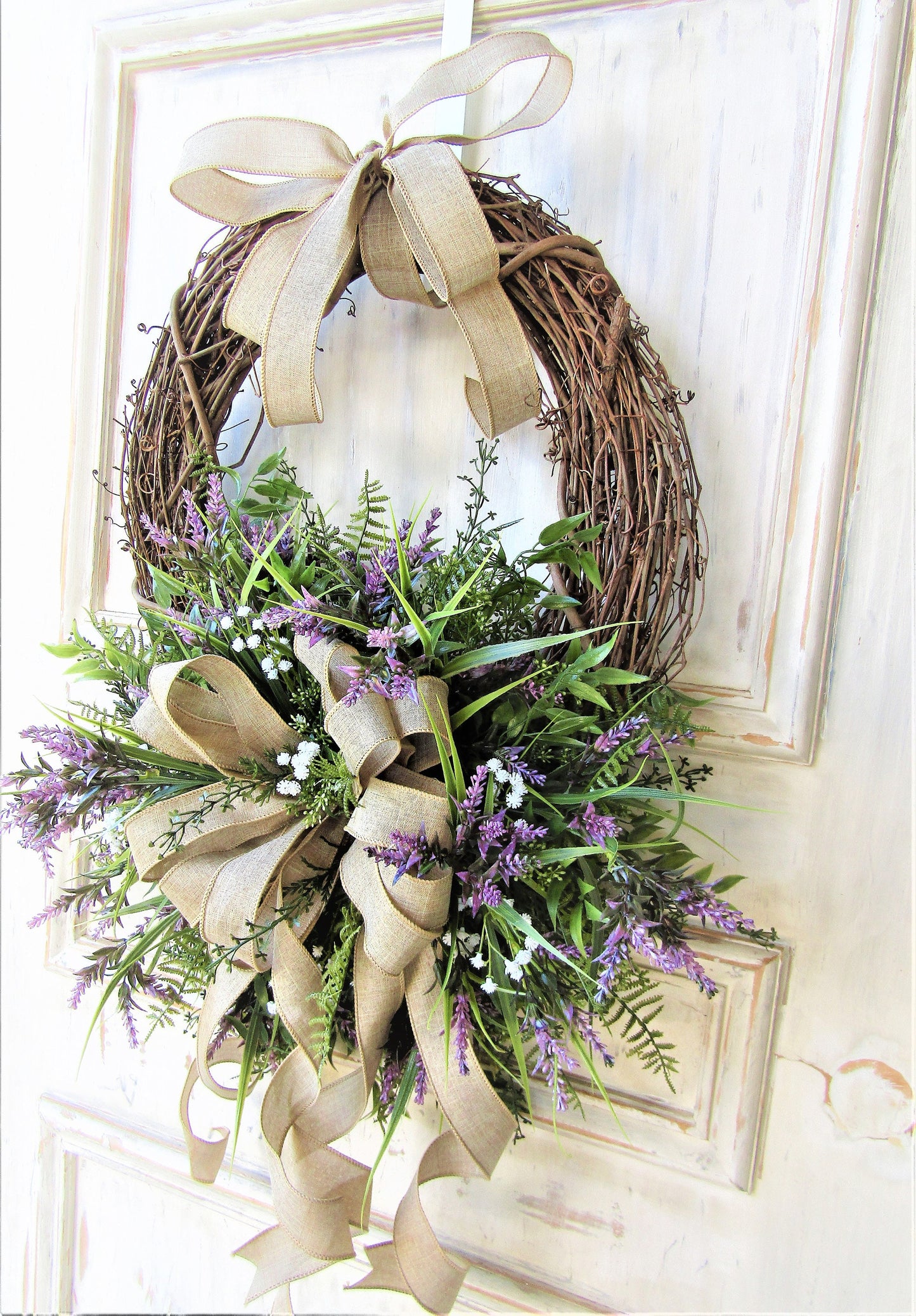 Summer Lavender Wreath for Front Door, Summer Wreath, Lavender Wreath, Farmhouse Decor, Everyday Wreath, Front Porch Decor,