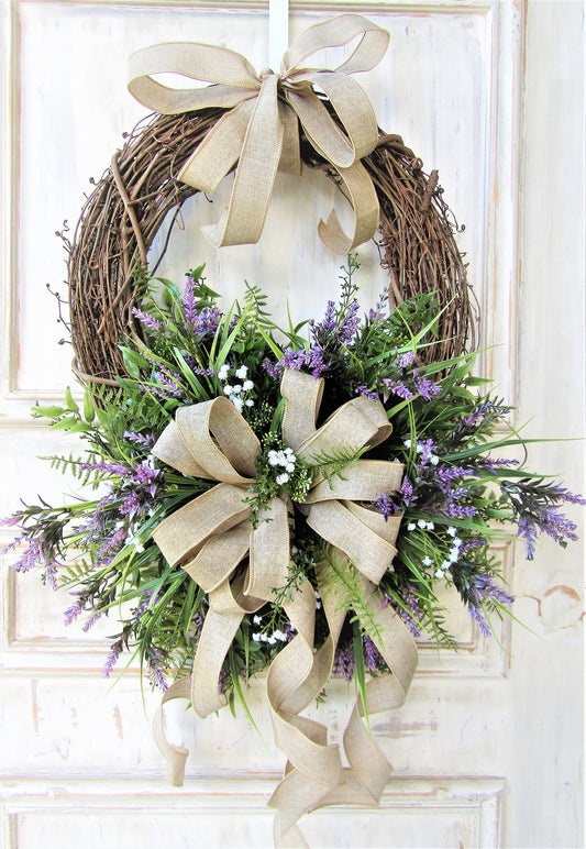 Summer Lavender Wreath for Front Door, Summer Wreath, Lavender Wreath, Farmhouse Decor, Everyday Wreath, Front Porch Decor,