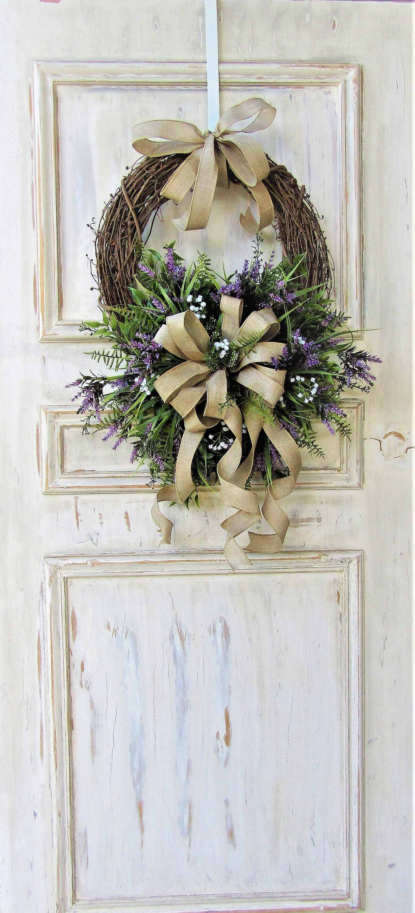 Summer Lavender Wreath for Front Door, Summer Wreath, Lavender Wreath, Farmhouse Decor, Everyday Wreath, Front Porch Decor,