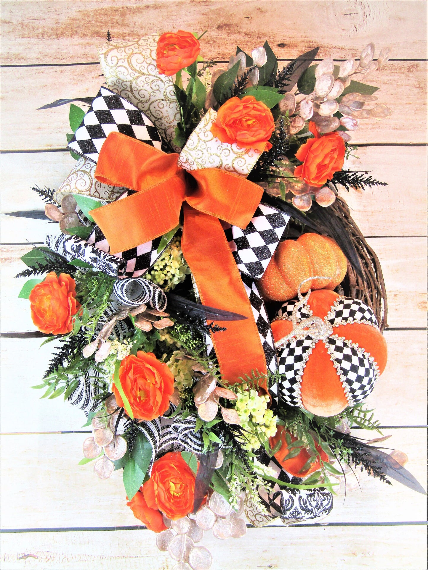 Fall wreath for front door, Fall Pumpkin wreath, Outdoor Fall Wreath, Fall Decor, Mark Roberts Pumpkin Wreath, Thanksgiving Decor