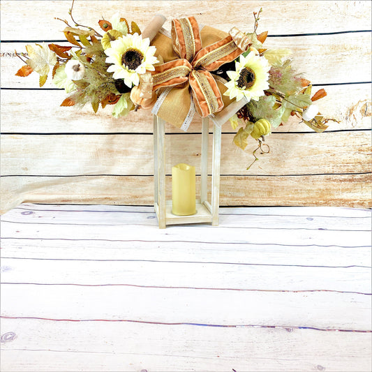 Fall Lantern Swag, Fall Pumpkin Swag, Boho Fall Lantern Swag, Thanksgiving Decor, Fall Wedding Decor, White Sunflower Swag
