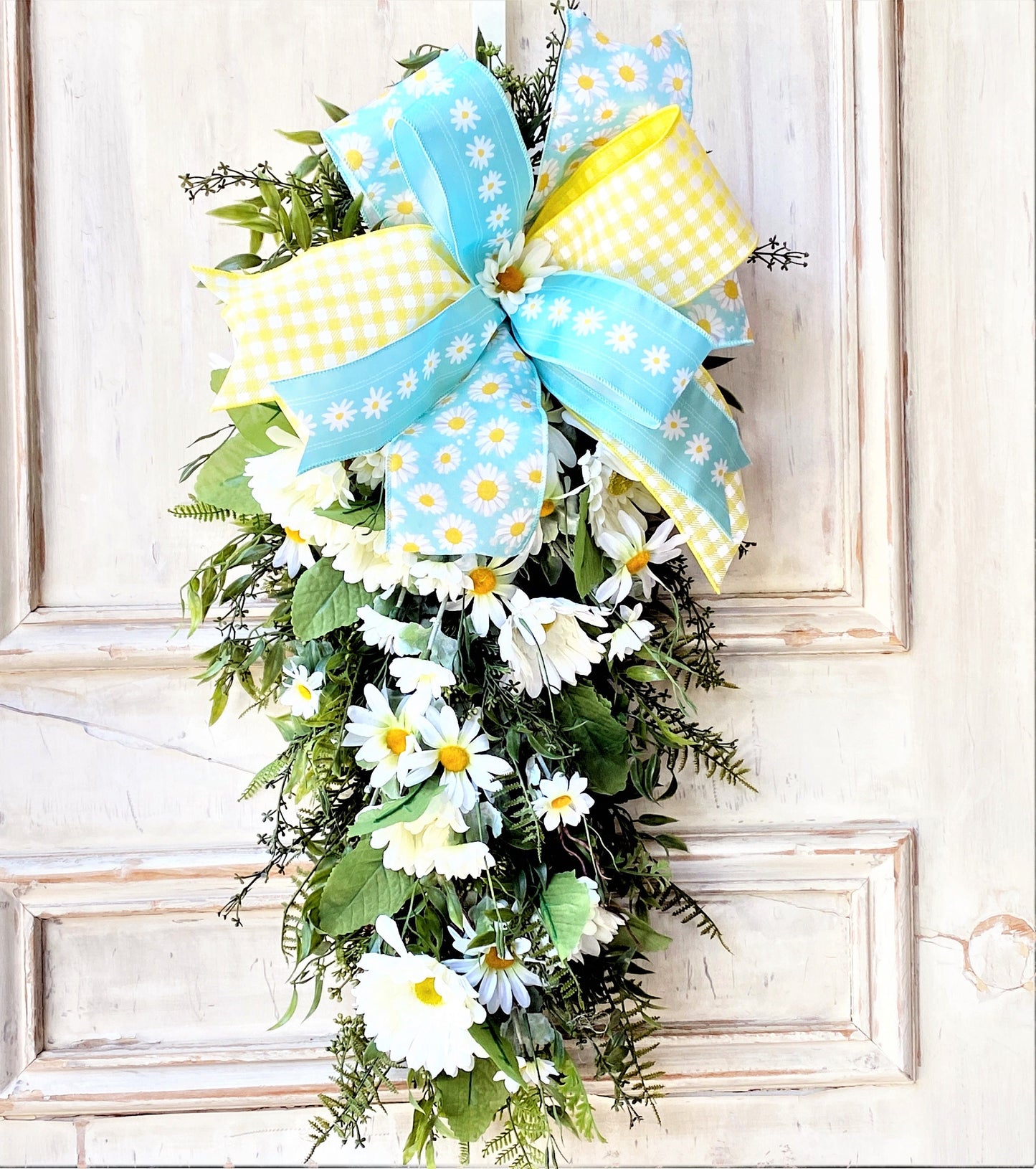Everyday Wreath for Front Door, Daisy Wreath, Farmhouse Door Swag, Summer Door Swag, White Daisy Wreath, Modern Farmhouse Decor