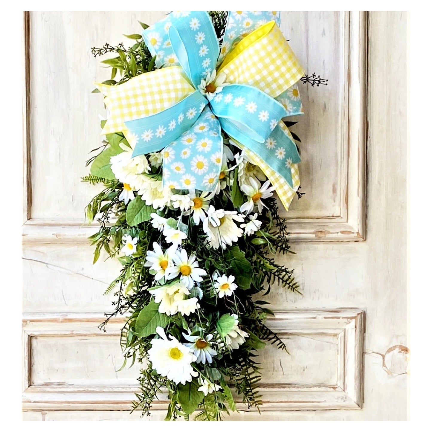 Everyday Wreath for Front Door, Daisy Wreath, Farmhouse Door Swag, Summer Door Swag, White Daisy Wreath, Modern Farmhouse Decor