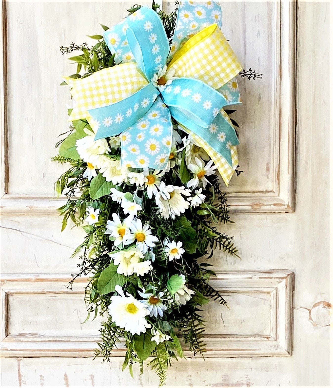 Everyday Wreath for Front Door, Daisy Wreath, Farmhouse Door Swag, Summer Door Swag, White Daisy Wreath, Modern Farmhouse Decor