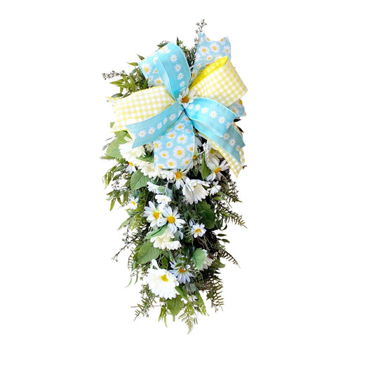 Everyday Wreath for Front Door, Daisy Wreath, Farmhouse Door Swag, Summer Door Swag, White Daisy Wreath, Modern Farmhouse Decor