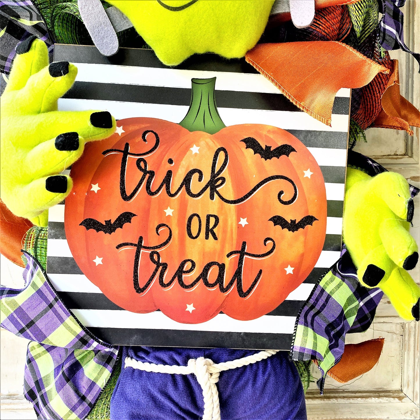 Frankenstein Halloween Wreath, Halloween Decoration,  Frankenstein Wreath, Trick or Treat Wreath, Kid Friendly Halloween Decor