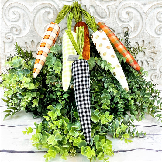 Easter Carrot Decor, Carrot Wreath Attachment, Set of 6 Fabric Carrots, Easter Tiered Tray Decor, Mark Roberts Carrots, Spring Carrot Decor