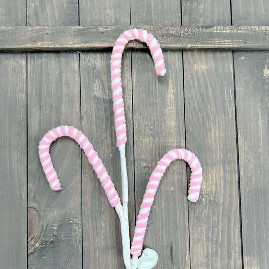 Frosted Pastel Candy Cane Spray, Frosted Candy Cane Spray, Pink Cane Cane, Pink and White Candy Cane Spray, Christmas Decoration