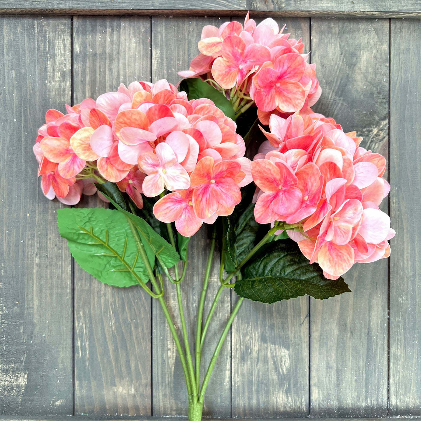 Coral Hydrangea Bush, Natural Touch Hydrangea Bush, Pink Hydrangea, Orange Hydrangea, Hydrangea Stem, Hydrangea Spray, Wreath Making Supply