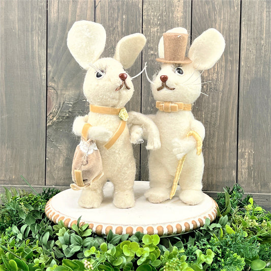 Easter Mouse Couple, Regency Sophisticated Easter Mouse, Mouse Decor, Easter Decor, Mouse Wreath Attachment, Nursery Decor