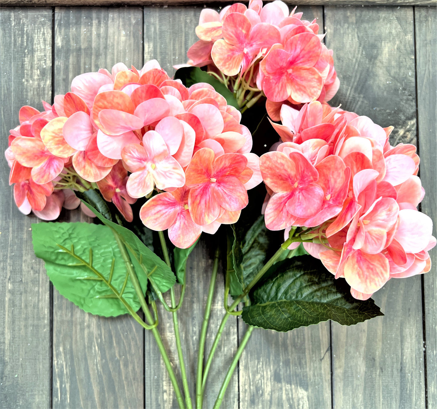 Coral Hydrangea Bush, Natural Touch Hydrangea Bush, Pink Hydrangea, Orange Hydrangea, Hydrangea Stem, Hydrangea Spray, Wreath Making Supply
