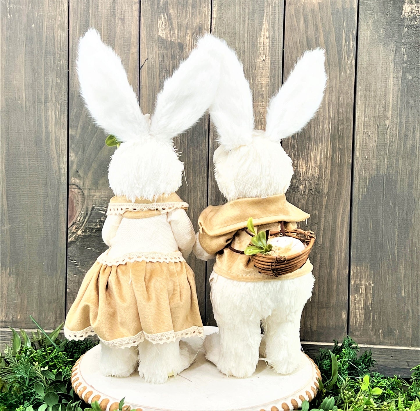 Sisal Easter Bunny, White Bunny with Eggs, White Bunny with Flowers, Easter Decor, Spring Decor, White Easter Rabbit